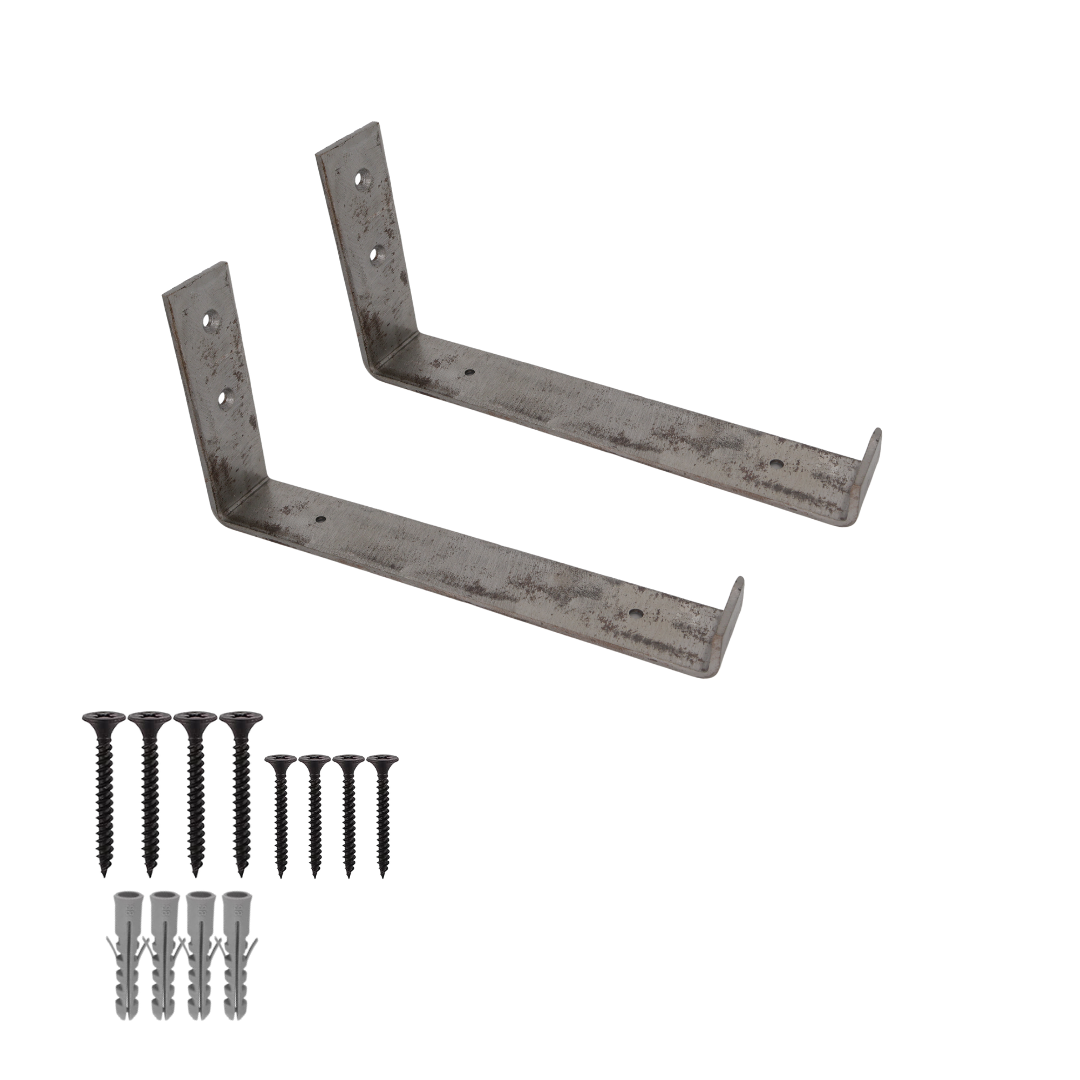 Heavy Duty Wall Metal Shelf Bracket | Up Style Industrial Finish | Size 9" x 4" x 1.5" | PACK of 2