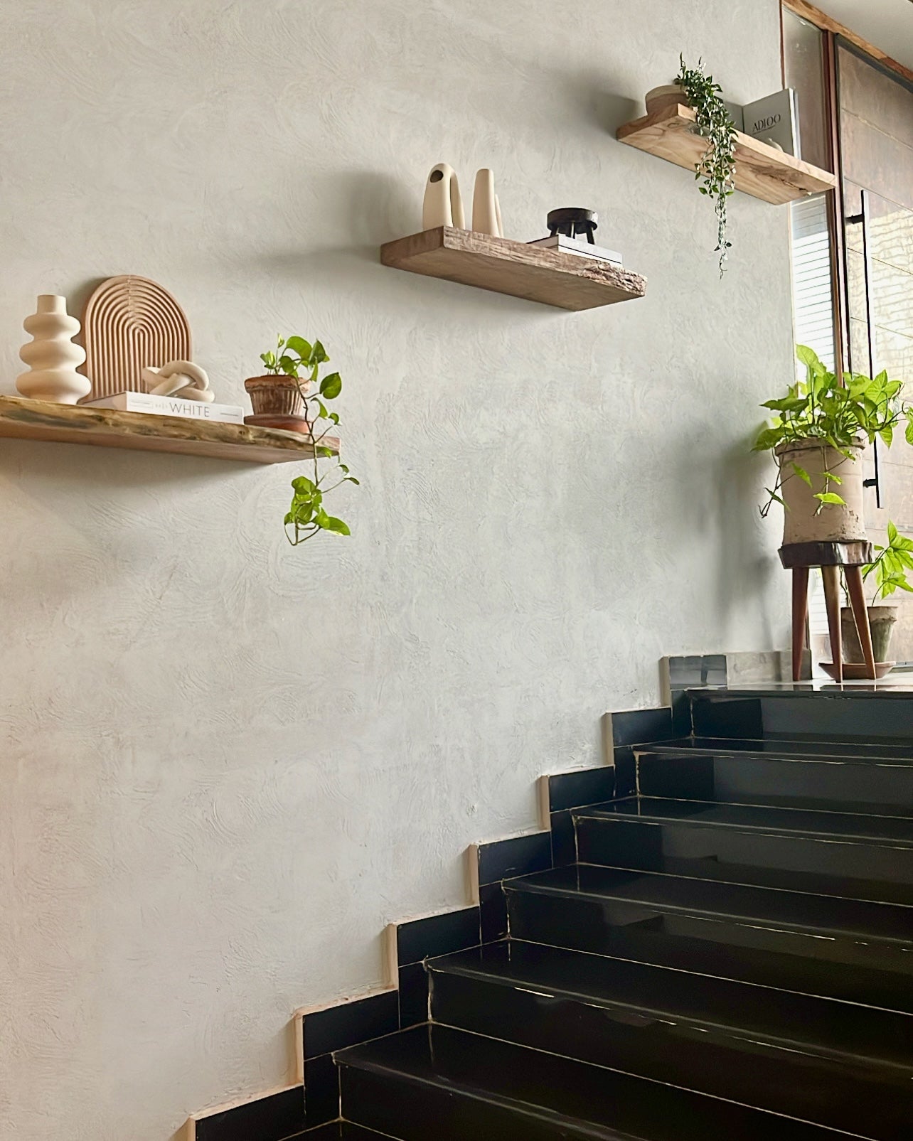 Rustic Handmade Floating Wooden Shelves | Chunky Rectangular Pine Wood shelf with Brackets | Length 24 inch x 4 inch Depth x 1.5 inch Thickness