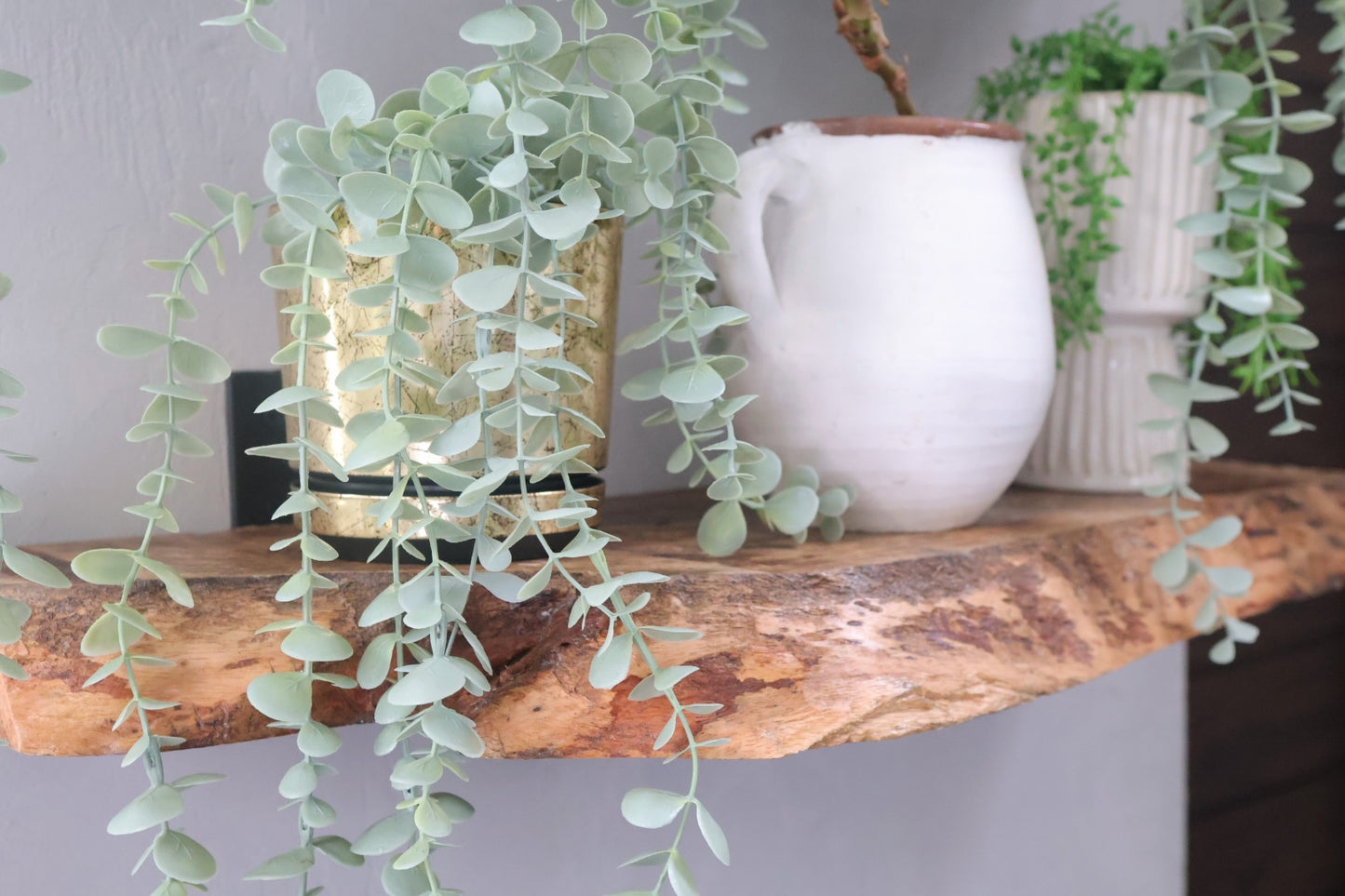 Rustic Handmade Floating Wooden Shelves | Chunky Live Edge Mango Wood shelf with Brackets | Length 30inch x 9 inch Depth x 1.75 inch Thickness