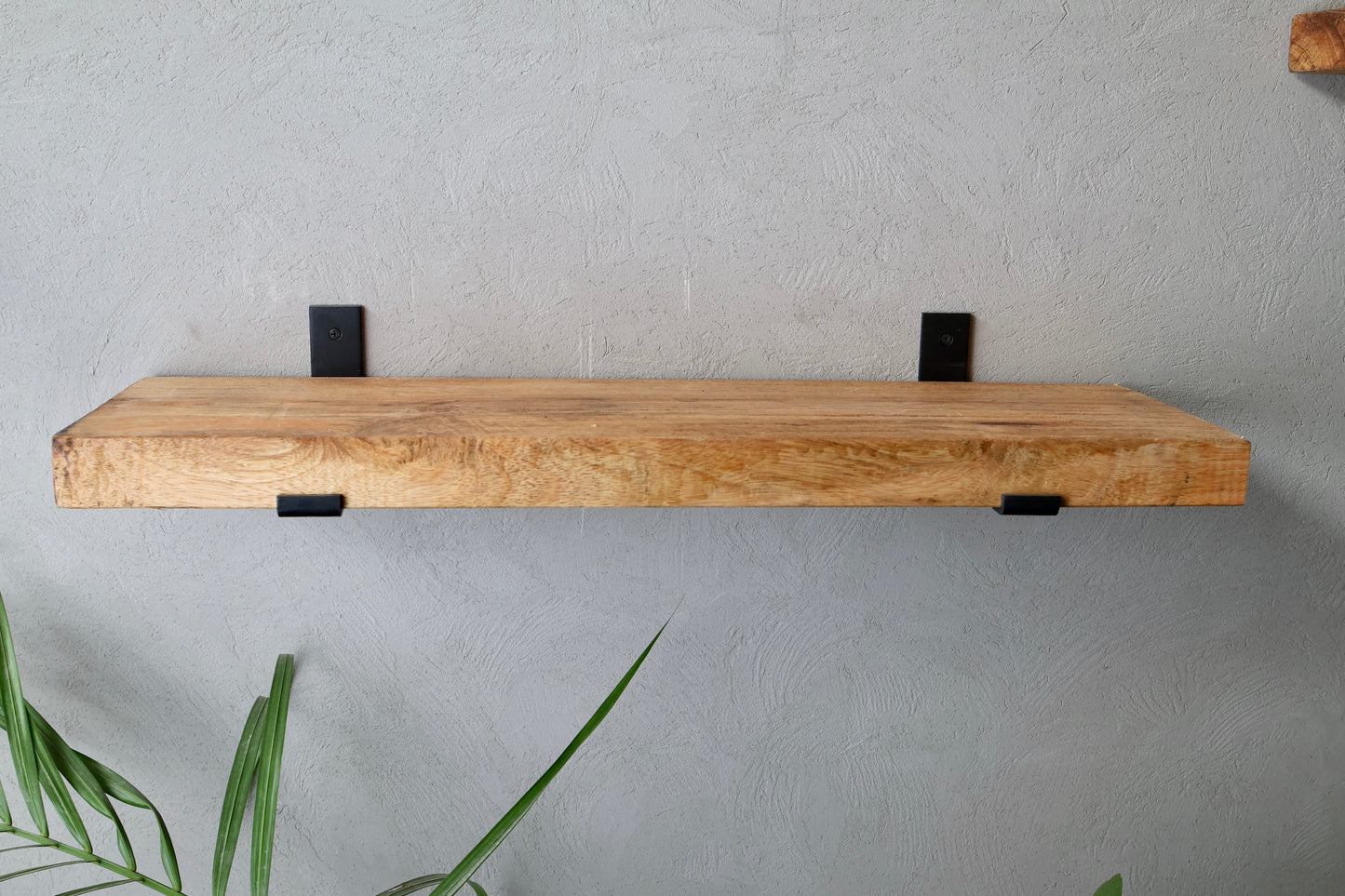 Rustic Handmade Floating Wooden Shelves | Chunky Rectangular Mango Wood shelf with Brackets | Length 30inch x 9 inch Depth x 2 inch Thickness