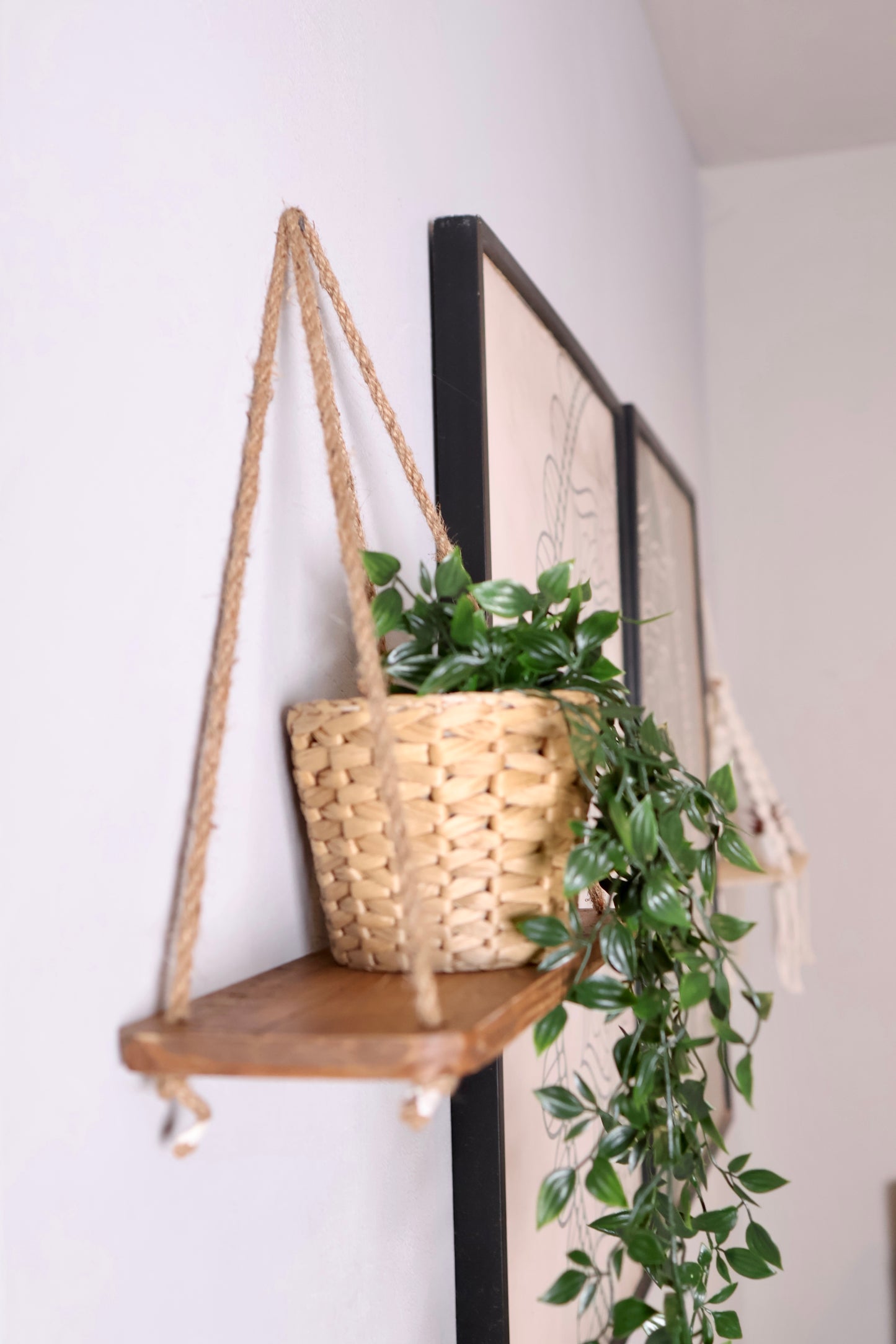 Wooden hanging Rope Shelf Pack of 2