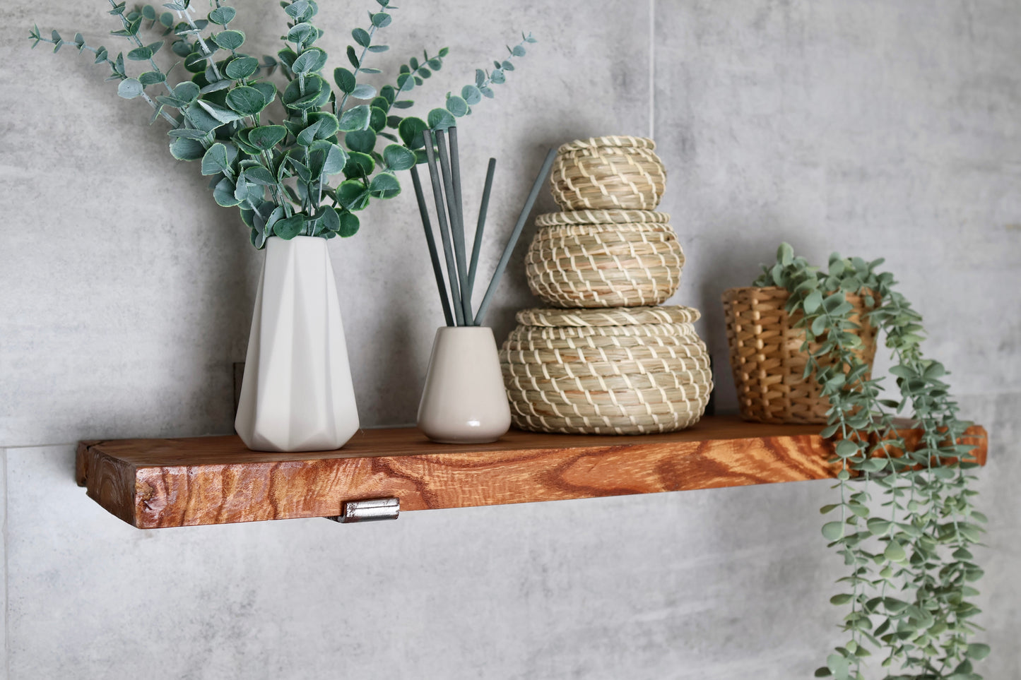 Rustic Handmade Floating Shelves | Chunky Rectangular Pine Wood shelf with Brackets | Length 30 inch x 9 inch Depth x 1.5 inch Thickness