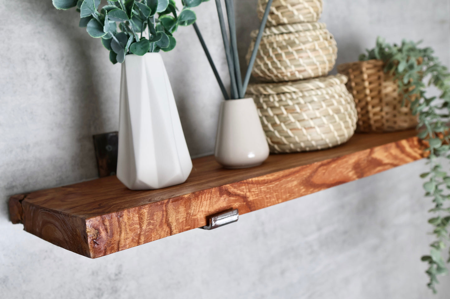Rustic Handmade Floating Shelves | Chunky Rectangular Pine Wood shelf with Brackets | Length 30 inch x 9 inch Depth x 1.5 inch Thickness