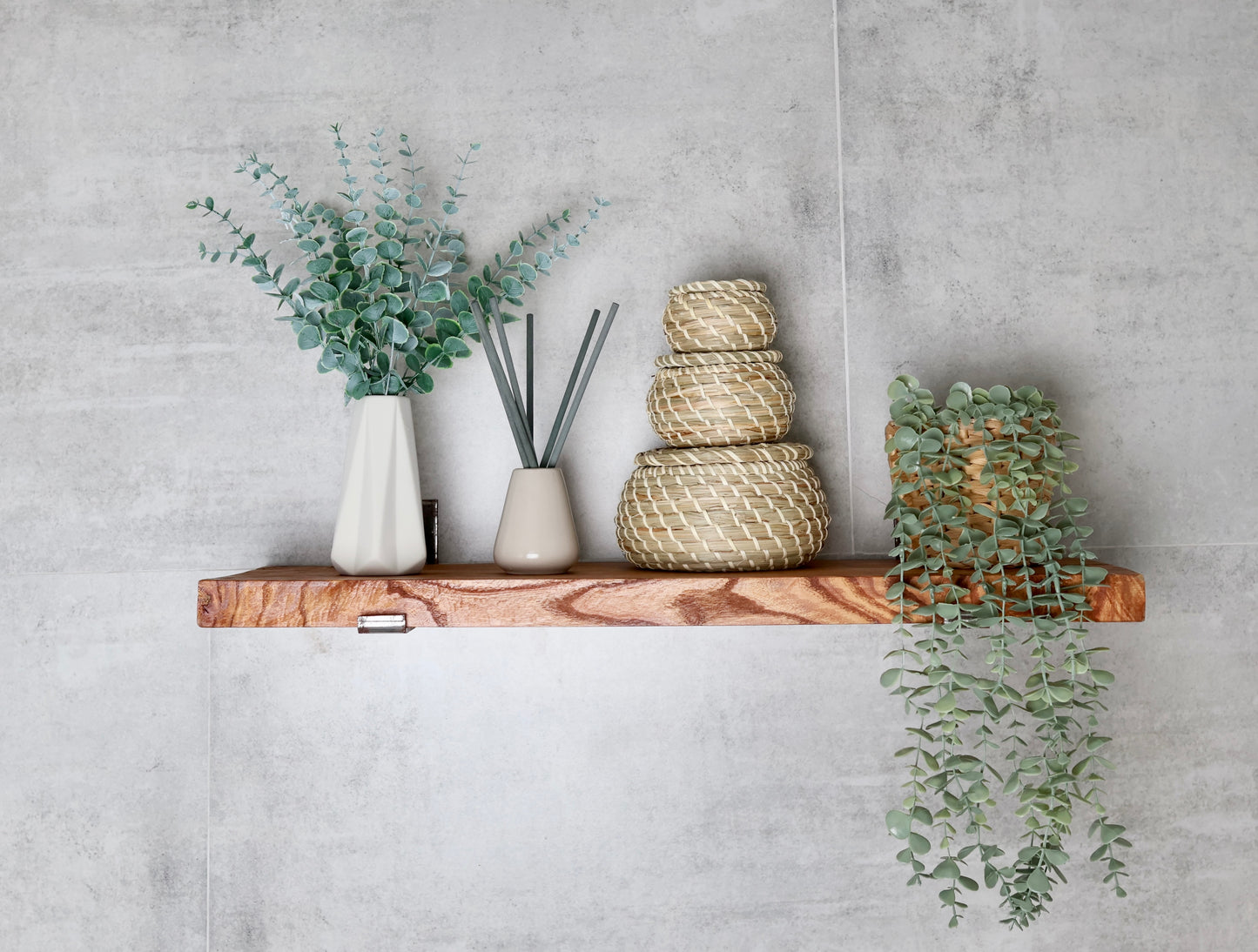 Rustic Handmade Floating Shelves | Chunky Rectangular Pine Wood shelf with Brackets | Length 30 inch x 9 inch Depth x 1.5 inch Thickness