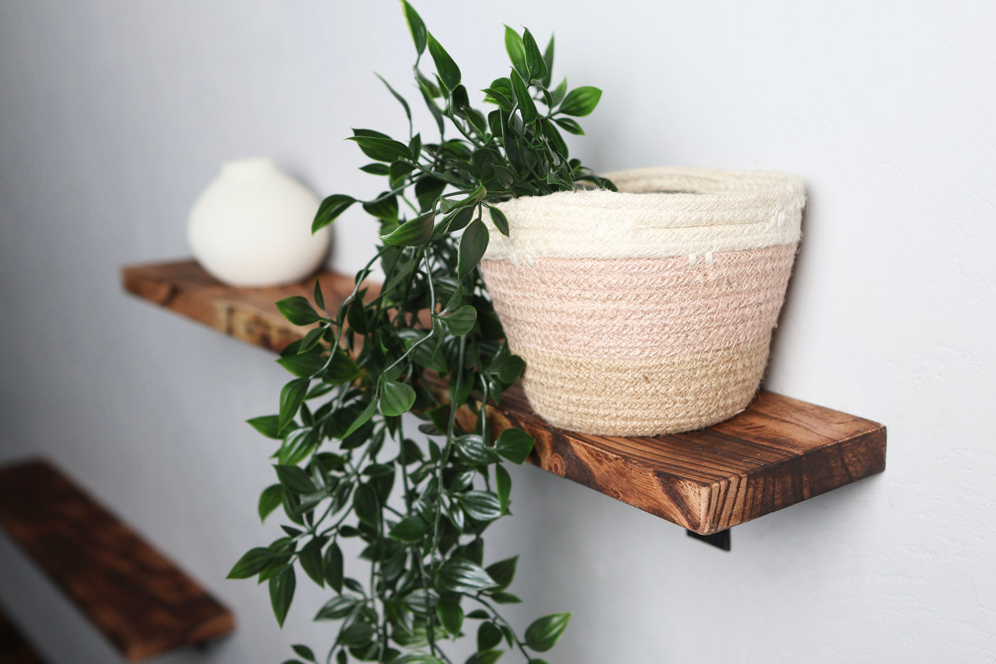 Rustic Handmade Floating Wooden Shelves | Rectangular Pine Wood shelf with Brackets | Length 24 inch x 5 inch Depth x 1 inch Thickness