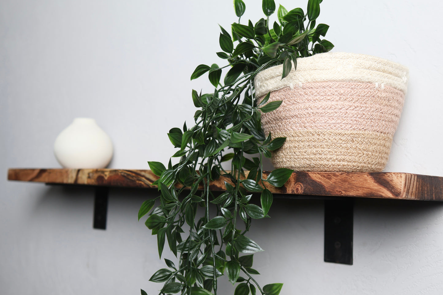 Rustic Handmade Floating Wooden Shelves | Rectangular Pine Wood shelf with Brackets | Length 24 inch x 5 inch Depth x 1 inch Thickness