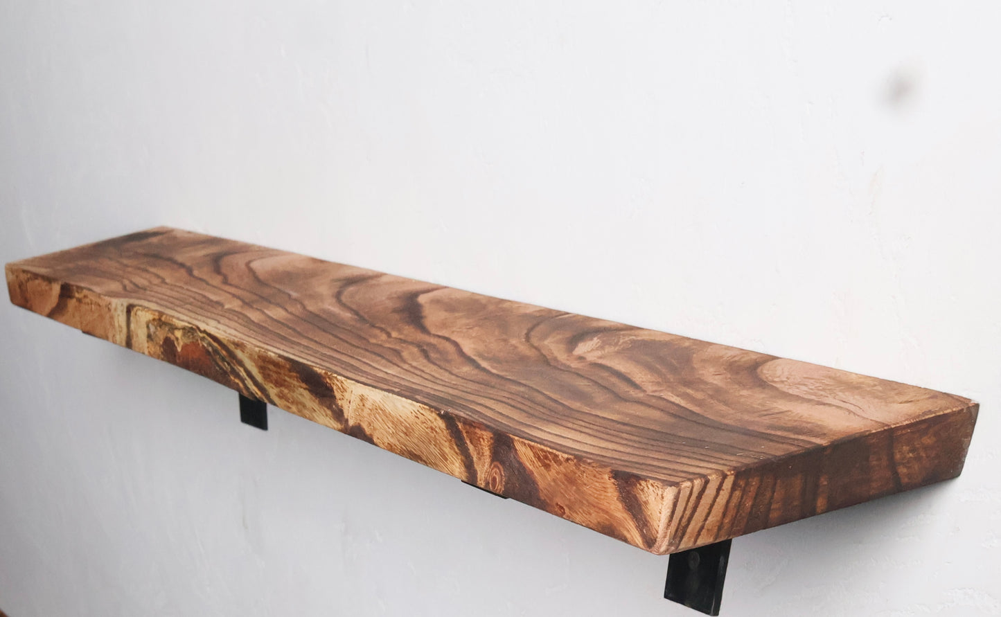 Rustic Handmade Floating Wooden Shelves | Rectangular Pine Wood shelf with Brackets | Length 24 inch x 5 inch Depth x 1 inch Thickness
