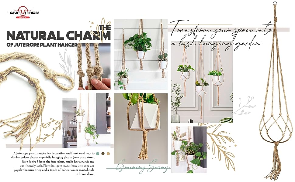 Handmade Jute Macrame Plant Hanger | Flower Pot Holder | Hanging jute Rope Plant hanger | Pack of 4