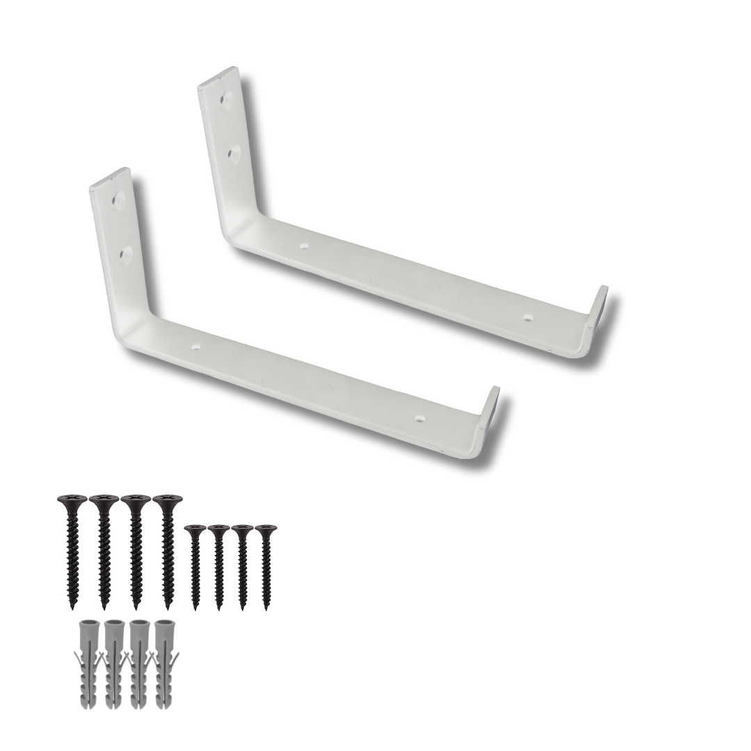 Heavy Duty Wall Metal Shelf Bracket | Up Style White 225mm x 100mm x 38mm | PACK OF 2