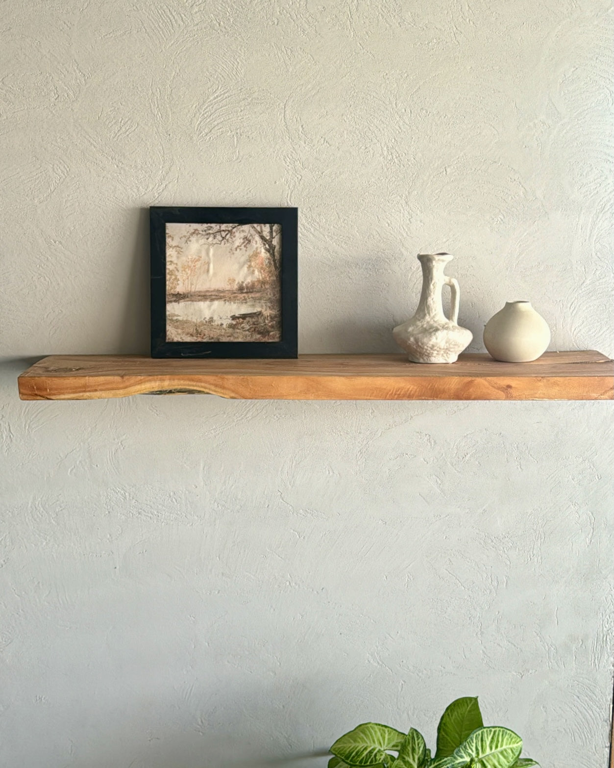 Rustic Handmade Floating Wooden Shelves |  Chunky Rectangular Pine Wood shelf with Brackets | Length 24 inch x 4 inch Depth x 1.5 inch Thickness