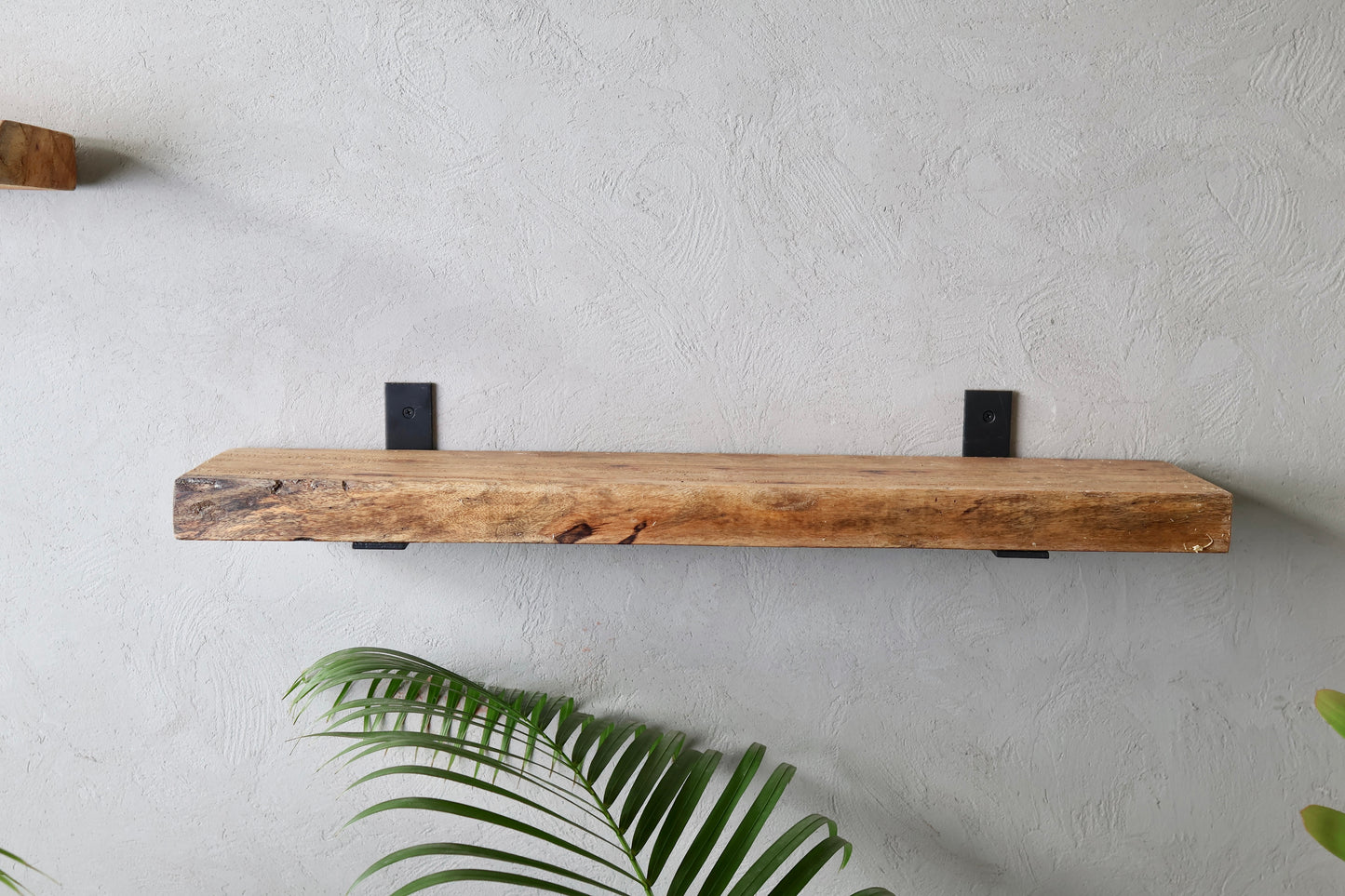 Rustic Handmade Floating Wooden Shelves | Chunky Rectangular Mango Wood shelf with Brackets | Length 30inch x 6 inch Depth x 2 inch Thickness