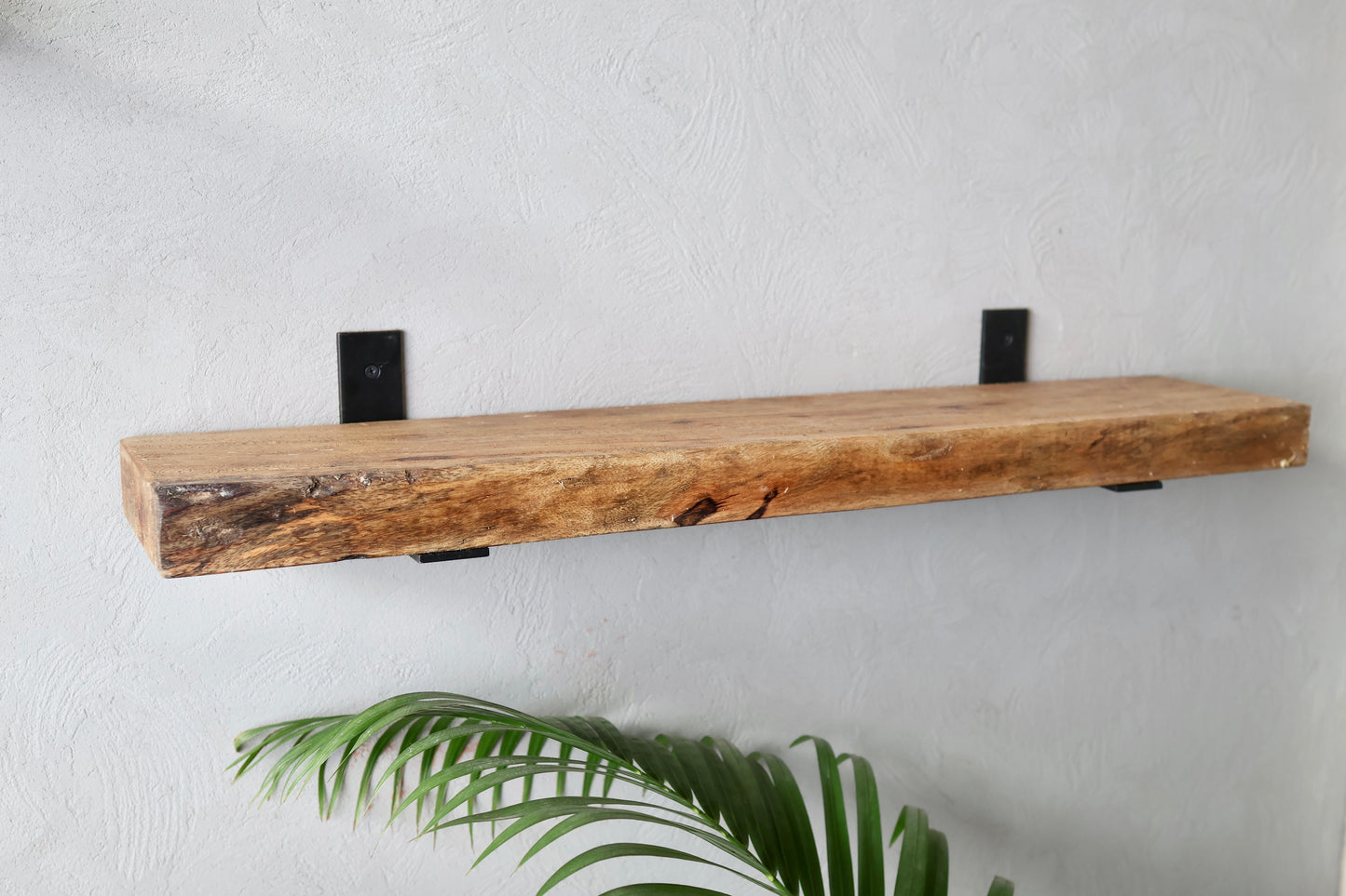 Rustic Handmade Floating Wooden Shelves | Chunky Rectangular Mango Wood shelf with Brackets | Length 30inch x 6 inch Depth x 2 inch Thickness