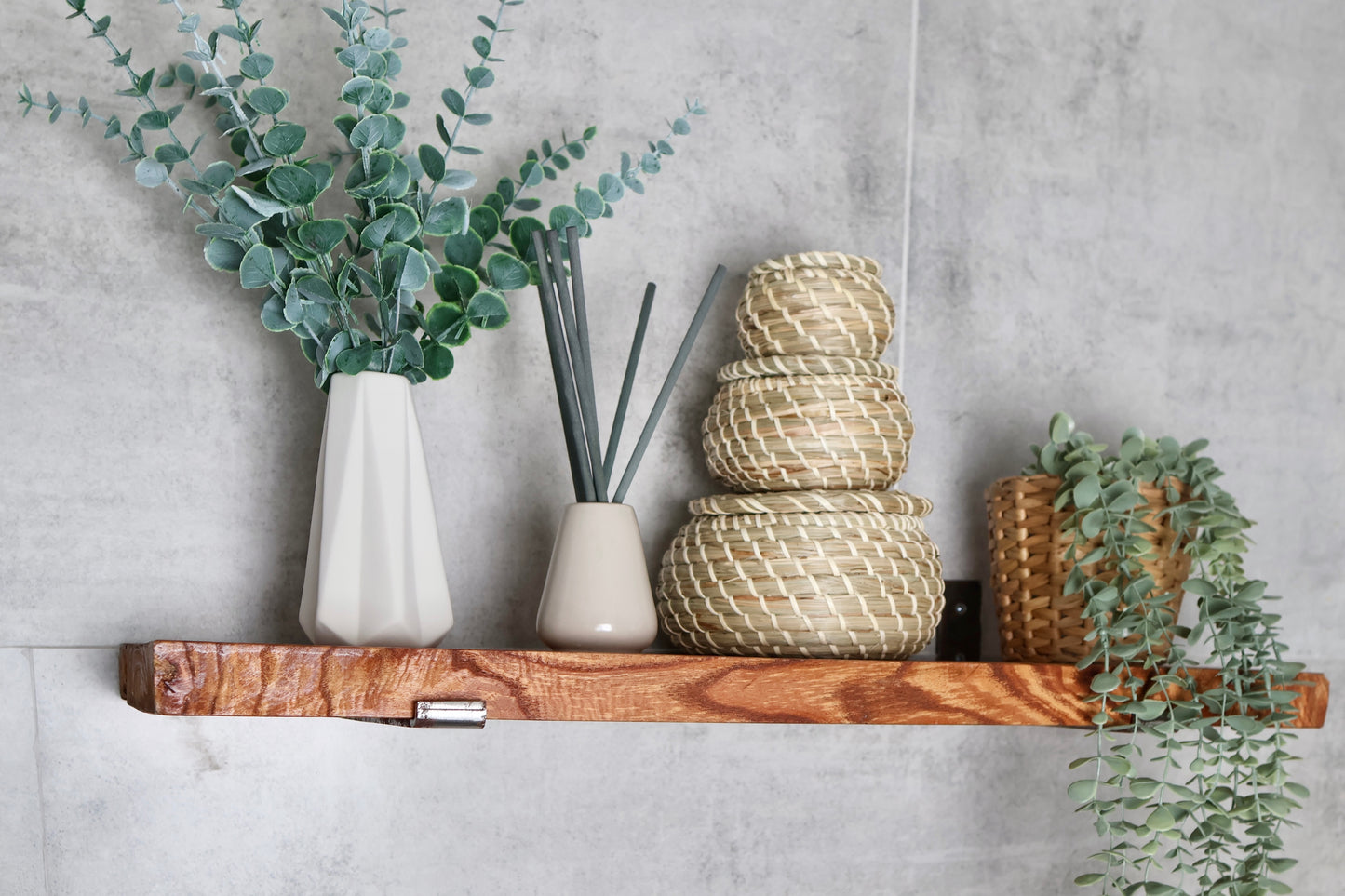 Rustic Handmade Floating Shelves  | Chunky Rectangular Pine Wood shelf with Brackets | Length 30 inch x 9 inch Depth x 1.5 inch Thickness