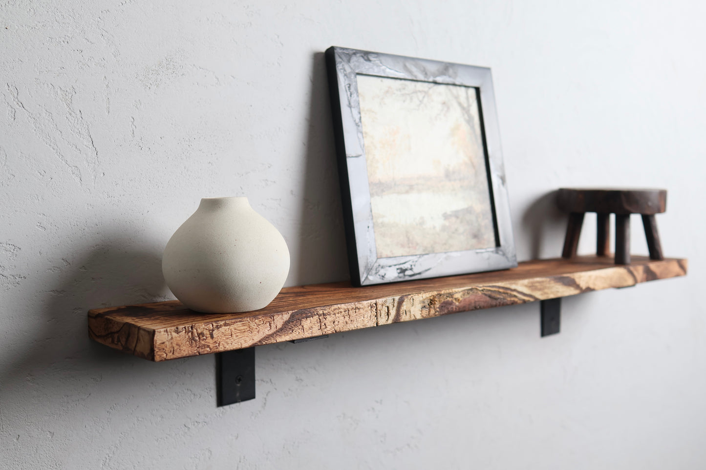 Rustic Handmade Floating Wooden Shelves |  Rectangular Pine Wood shelf with Brackets | Length 24 inch x 5 inch Depth x 1 inch Thickness